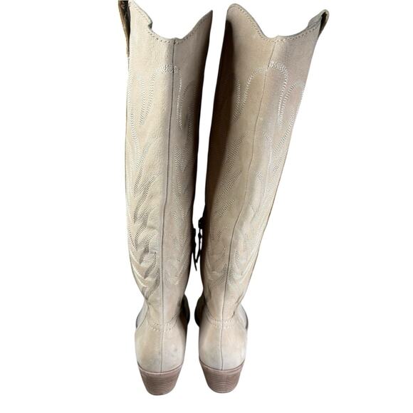 Dolce Vita Solei Western Boots Beige Leather Knee High Cowboy Size 7.5 - Picture 9 of 12